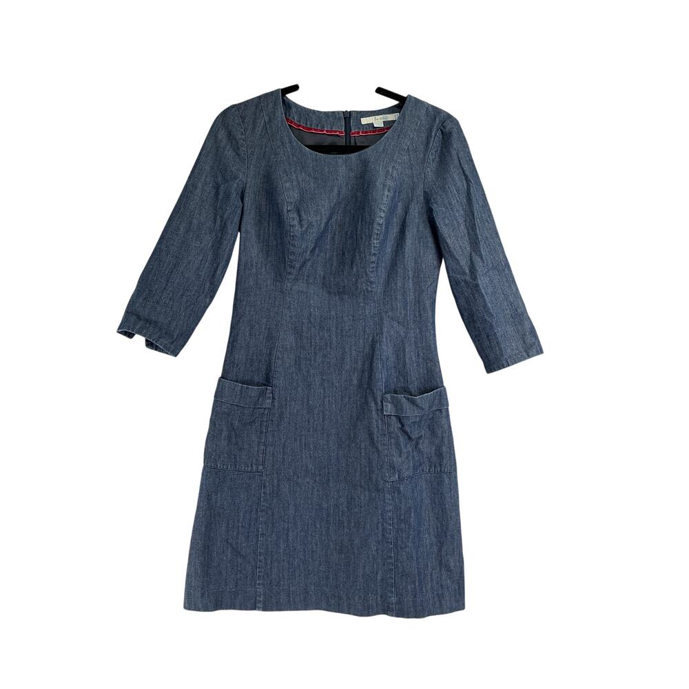 Boden Women's Size US 6R Dress Denim Knee Length Pockets